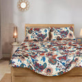 Chezmoi Collection Paradise 4-Piece Floral Bed Sheet Set - Multicolor Blue Red Orange Cream Printed Microfiber 14-Inches Deep Po
