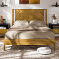 Bme Ethan Solid Wood Queen Bed Frame with Diamond Headboard - Rustic & Mid-century Modern - Acacia Wood Platform Bed - Compatibl