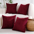 Vakado Couch Christmas Decorative Throw Pillow Covers Corduroy 18X18 Set Of 4 Red Home Living Room Neutral Rustic Farmhouse Cush