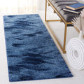 SAFAVIEH Retro Collection Runner Rug - 23 x 13, Light Blue & Blue, Modern Abstract Design, Non-Shedding & Easy Care, Ideal for