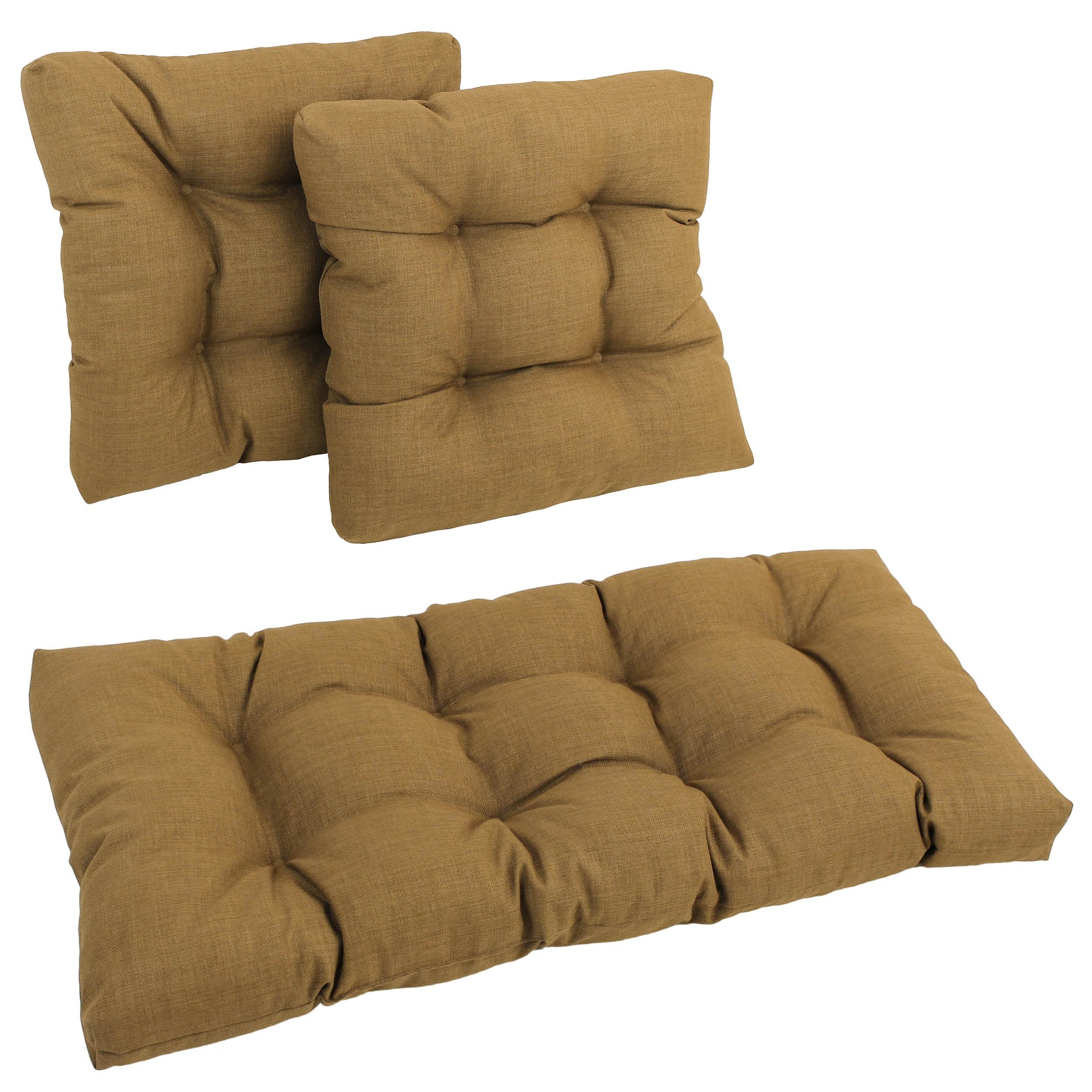Blazing Needles Indoor/Outdoor Tufted Settee Cushion Set, Wheat 3 Count