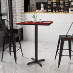 Flash Furniture Stiles 30'' Square Mahogany Laminate Table Top with 22'' x 22'' Bar Height Table Base