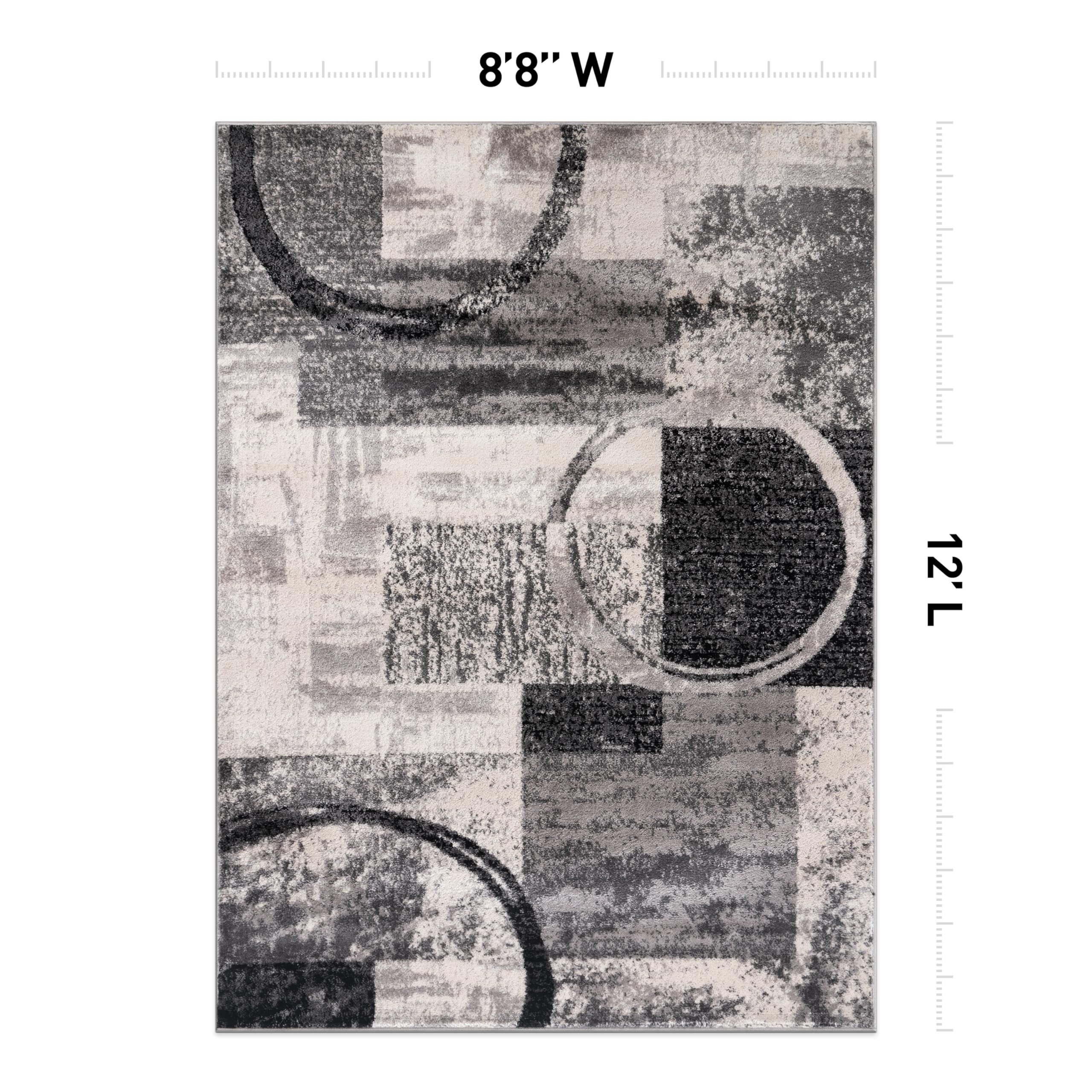 Rugshop Contemporary Abstract Circle Design Soft Area Rug 8'8'' X 12' Brown
