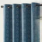 Jinchan 100% Blackout Boho Curtains 96 Inch Length For Bedroom White On Blue Geometric Printed Grommet Top Room Darkening Thermal Insulated Window Drapes 2 Panels
