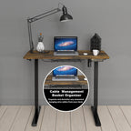 SHW Electric Height Adjustable Standing Desk with Drawer, Memory Preset, Cable Management, Engineered Wood, Rustic Brown, 40-Inch