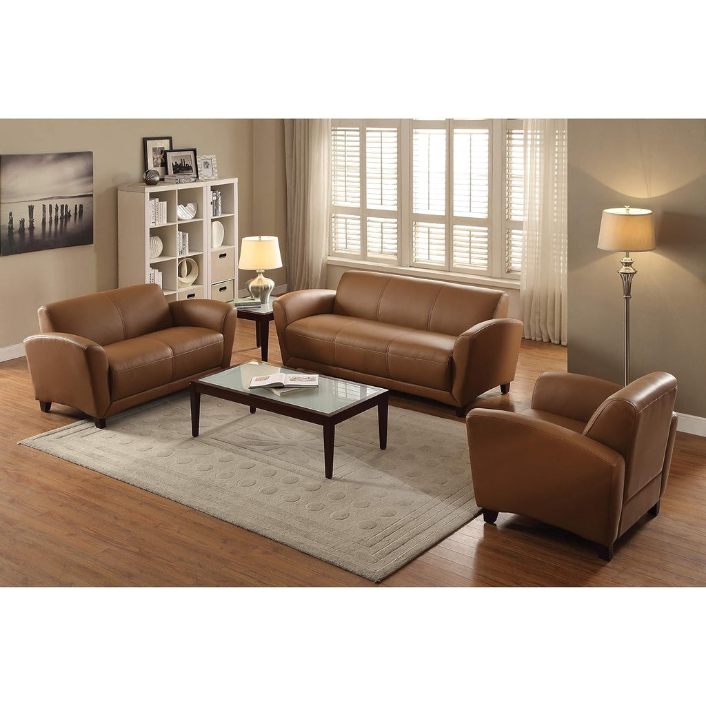 Lorell Mahogany Finish Reception Loveseat - 55 x 31.5 x 34.5 - 1 Each