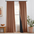 Rust Blackout Curtains For Patio Doors Sliding Glass 2 Panels Linen Basket Weave Woven Hidden Tab Pleat Rod Pocket Autumn Time S