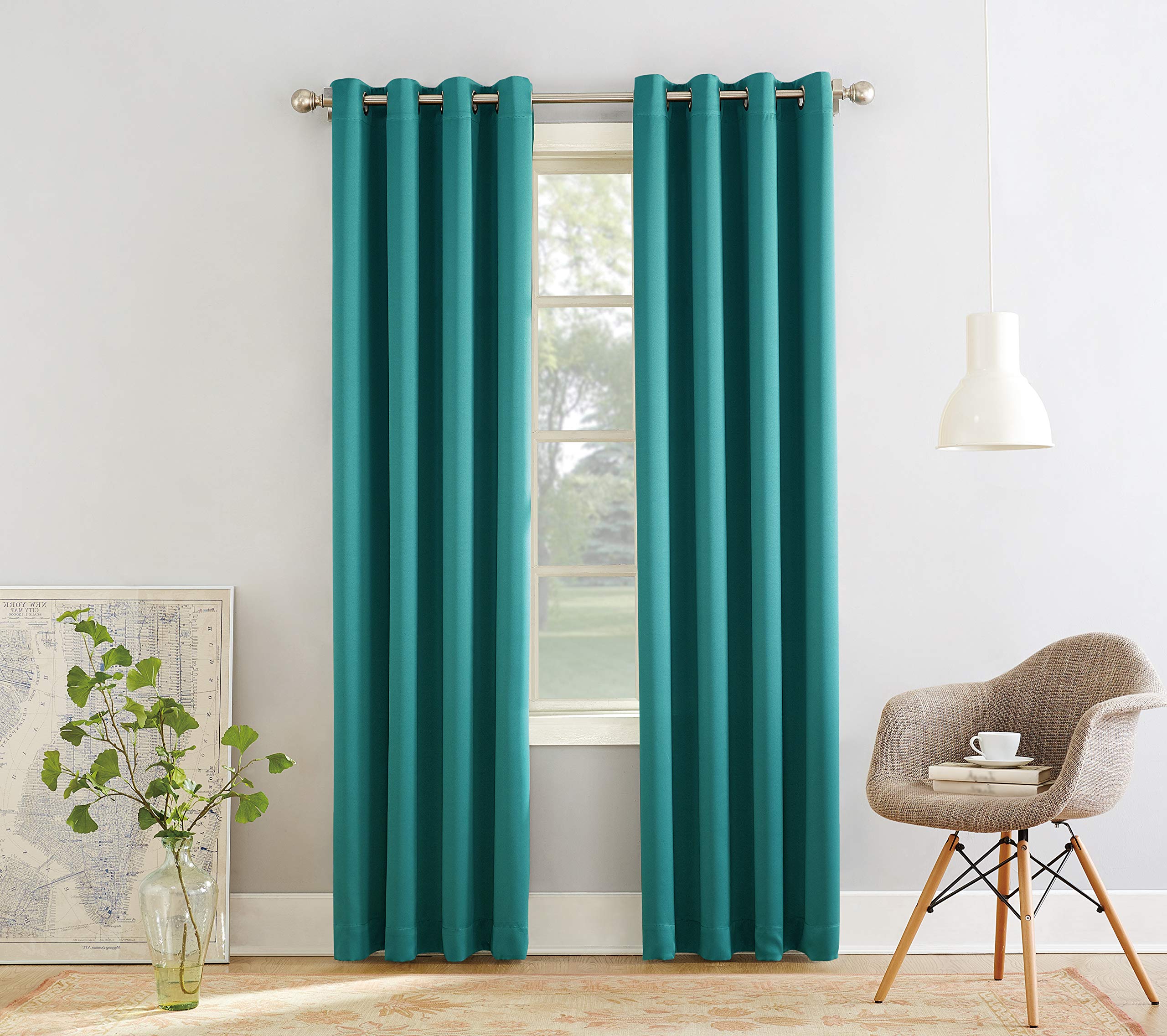 Sun Zero Becca Energy Efficient Grommet Curtain Panel, 40'' X 84'', Marine