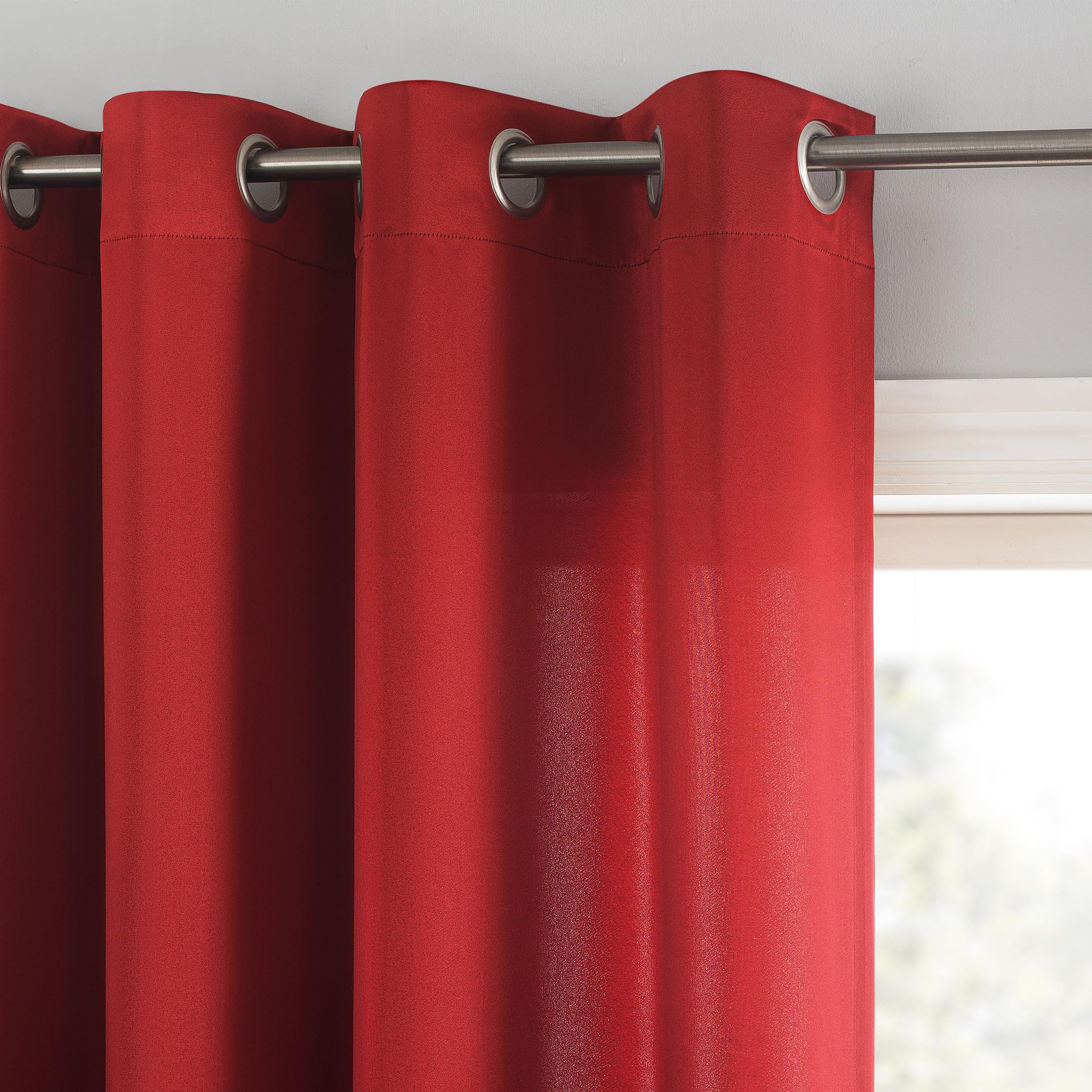 Sun Zero Barrow 2-Pack Energy Saving Grommet Curtain Panel Pair, 54'' X 63, Holiday Red
