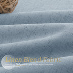 Jowels Blue Linen Blackout Curtains 90 Length 2 Panels Set For Living Room Bedroom, 100% Black Out Thermal Insulated Linen Drape