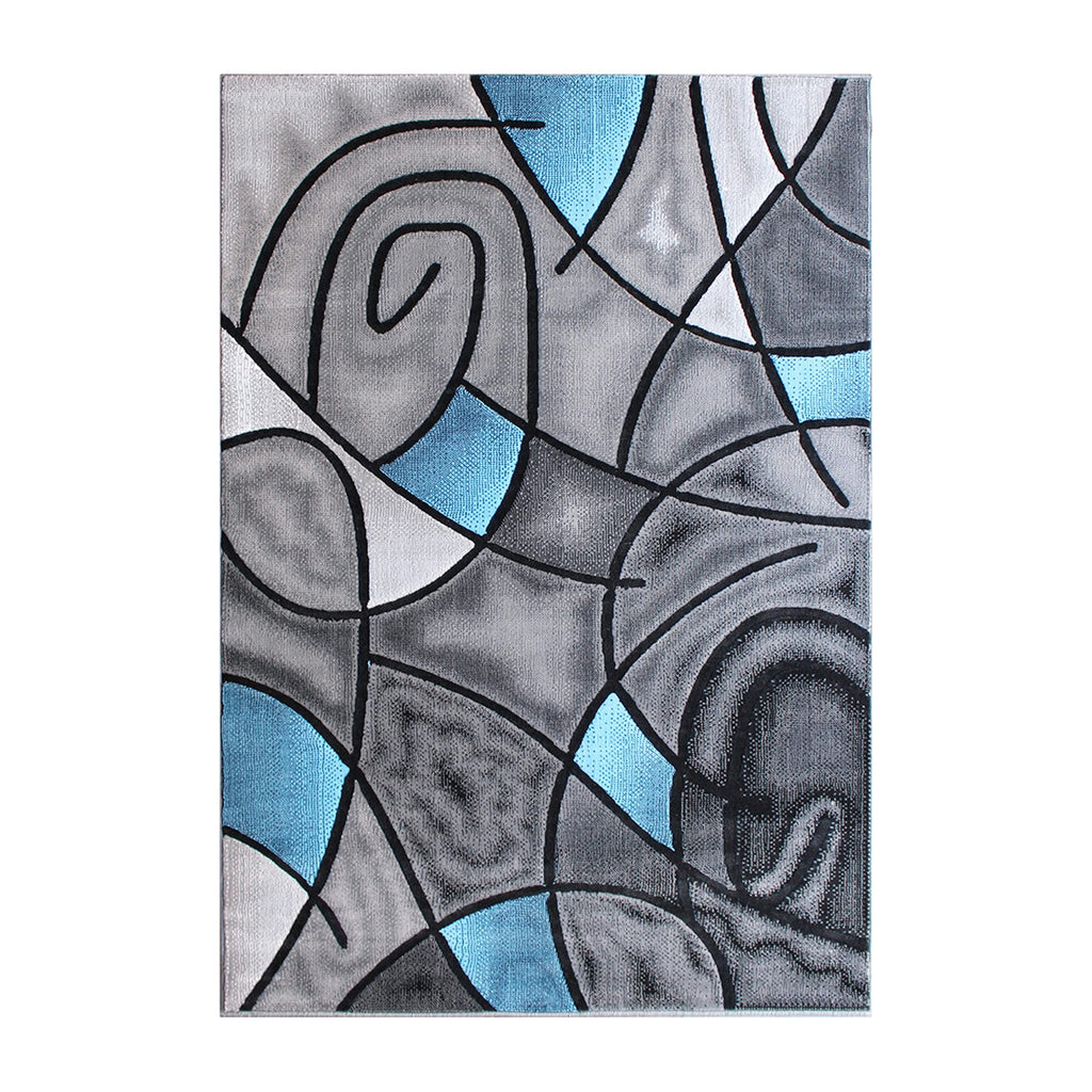 Flash Furniture Jubilee Collection Abstract Area Rug - Colorfast Blue Olefin Rug - 5' X 7' Area Rug - Jute Backing - Living Room, Bedroom, & Family Room