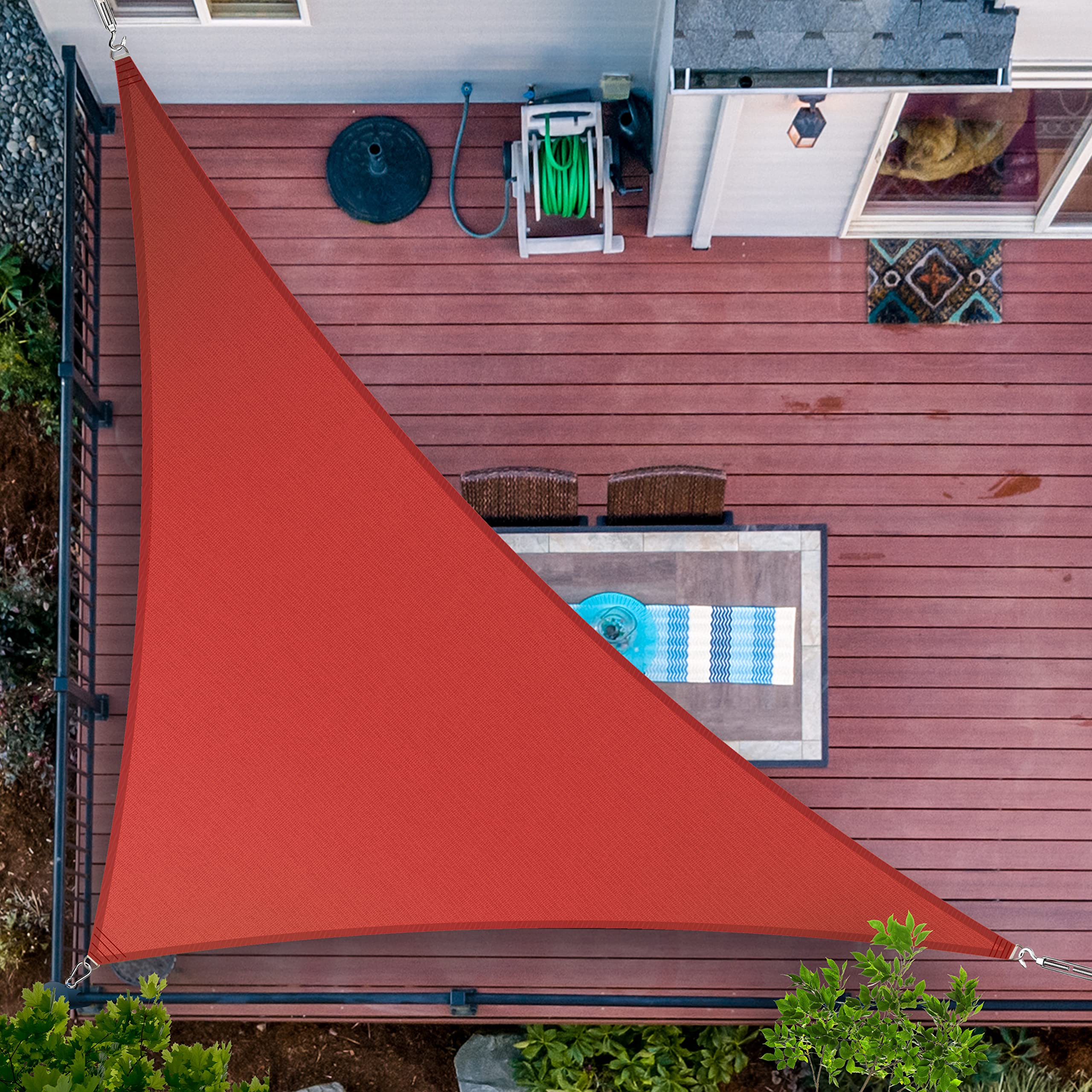 Shademart 8' X 15' X 17' Red Sun Shade Sail Right Triangle Smslt Canopy Fabric Cloth Screen, Water Air Permeable & Uv Resistant,