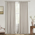 QJmydeco Primitive Curtain 112 Inch Long 2 Panels Burg,Pinch Pleated Cream Linen Blended Floor Length to Ceiling Traverse Curtai