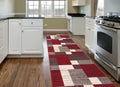 Modern Boxes Design Non-Slip (Non-Skid) Runner Rug 2 X 7 (22 X 84) Red
