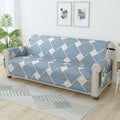 Story@Home Quilted Sofa Cover 3 Seater Fully Covered|175 X170 Microfiber Sofa Cover 3 Seater Greyish Blue Geometric Stripes Desi