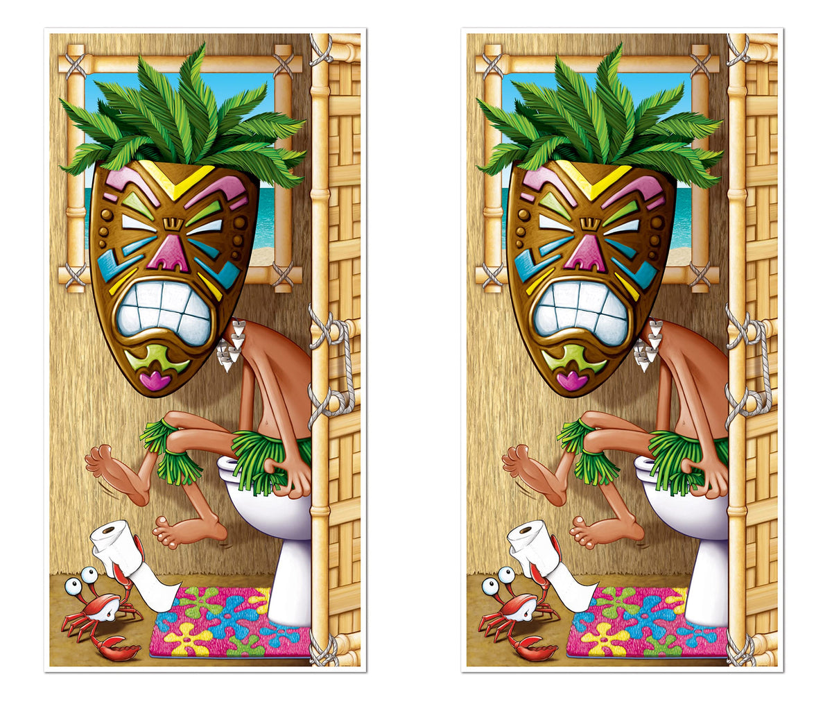 Beistle Tiki Man Restroom Door Cover Party Accessory Pack of 2