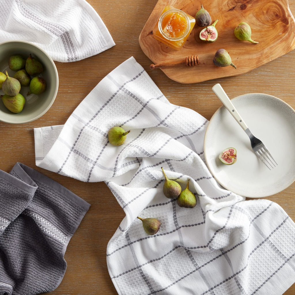 Martha Stewart Modern Waffle Kitchen Towel Set 6-Pack, Grey, 16''X28''