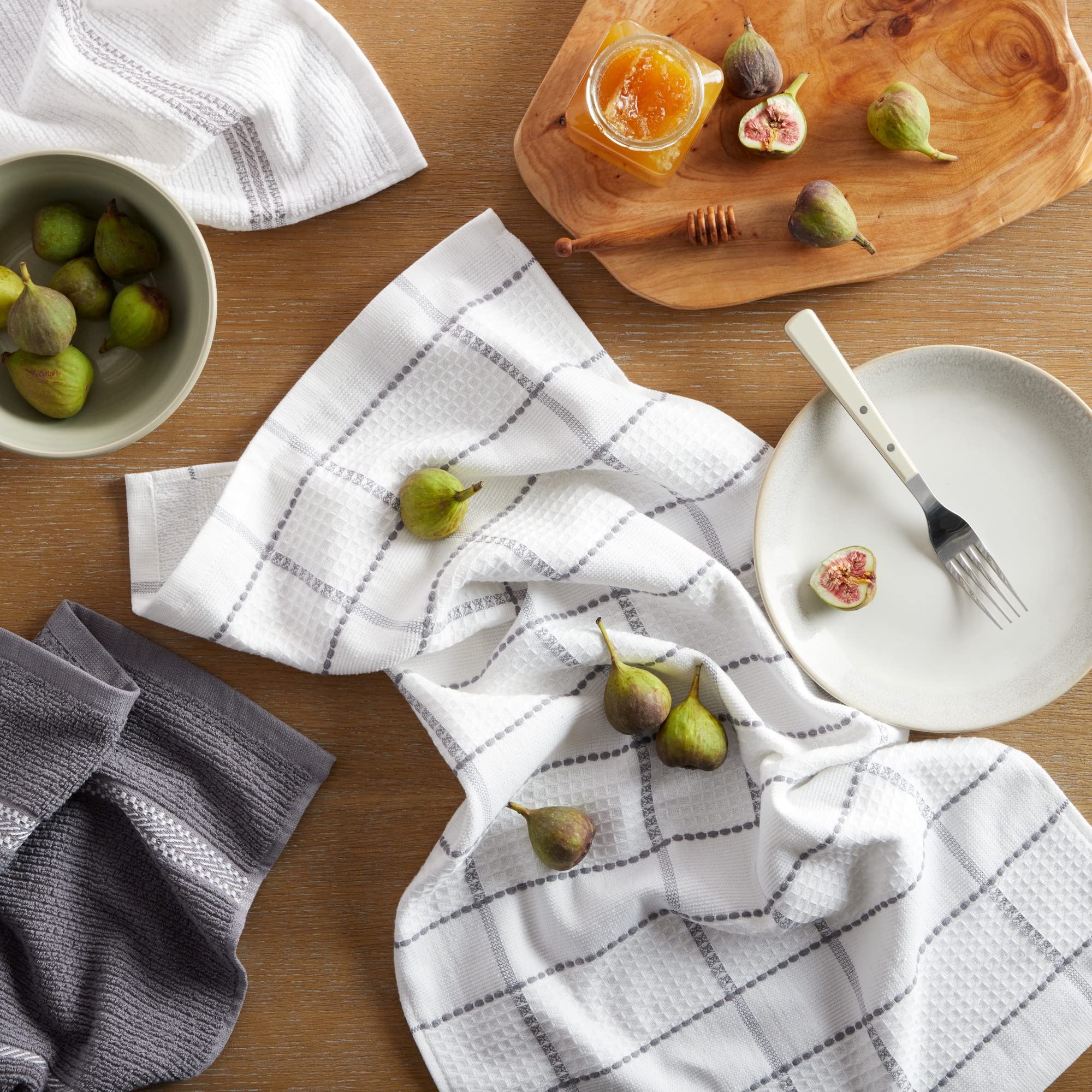 Martha Stewart Modern Waffle Kitchen Towel Set 6-Pack, Grey, 16''X28''