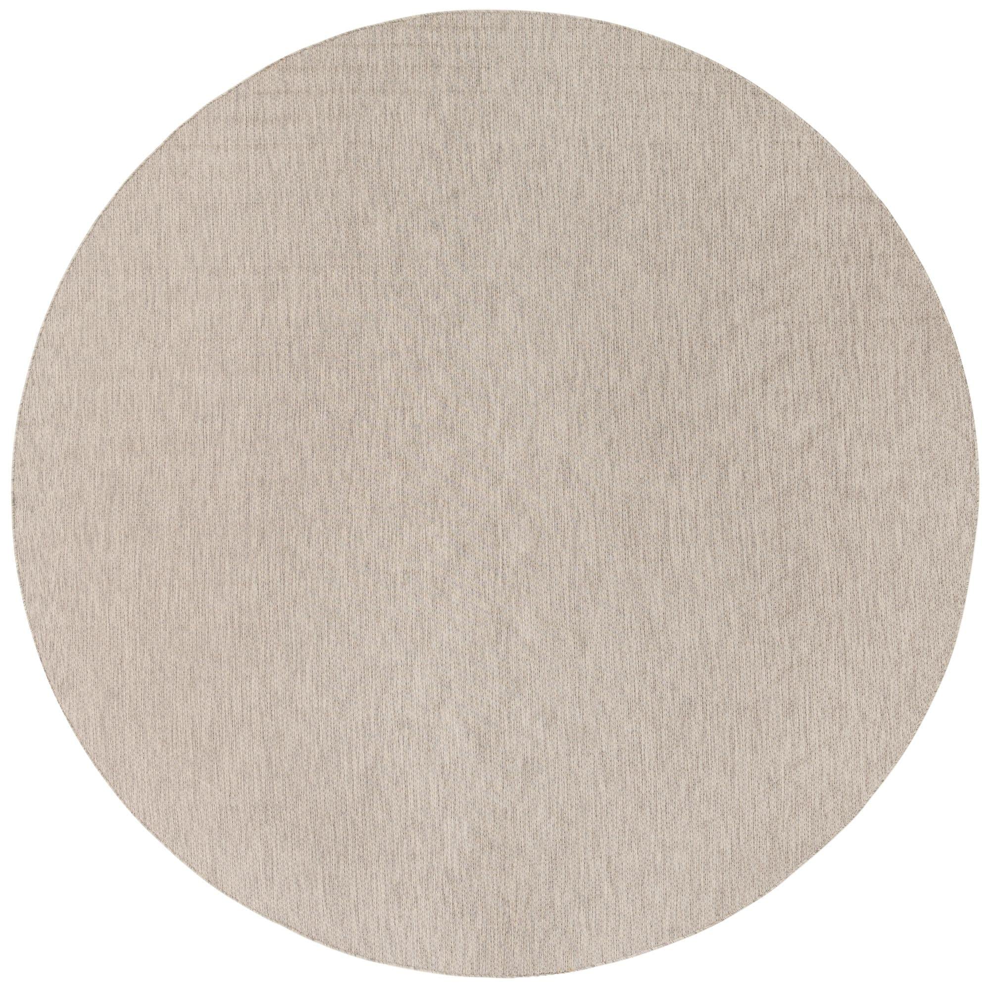 Unique Loom Collection Casual Transitional Solid Heathered Indoor/Outdoor Flatweave Area Rug (13' Round, Light Gray/Ivory)