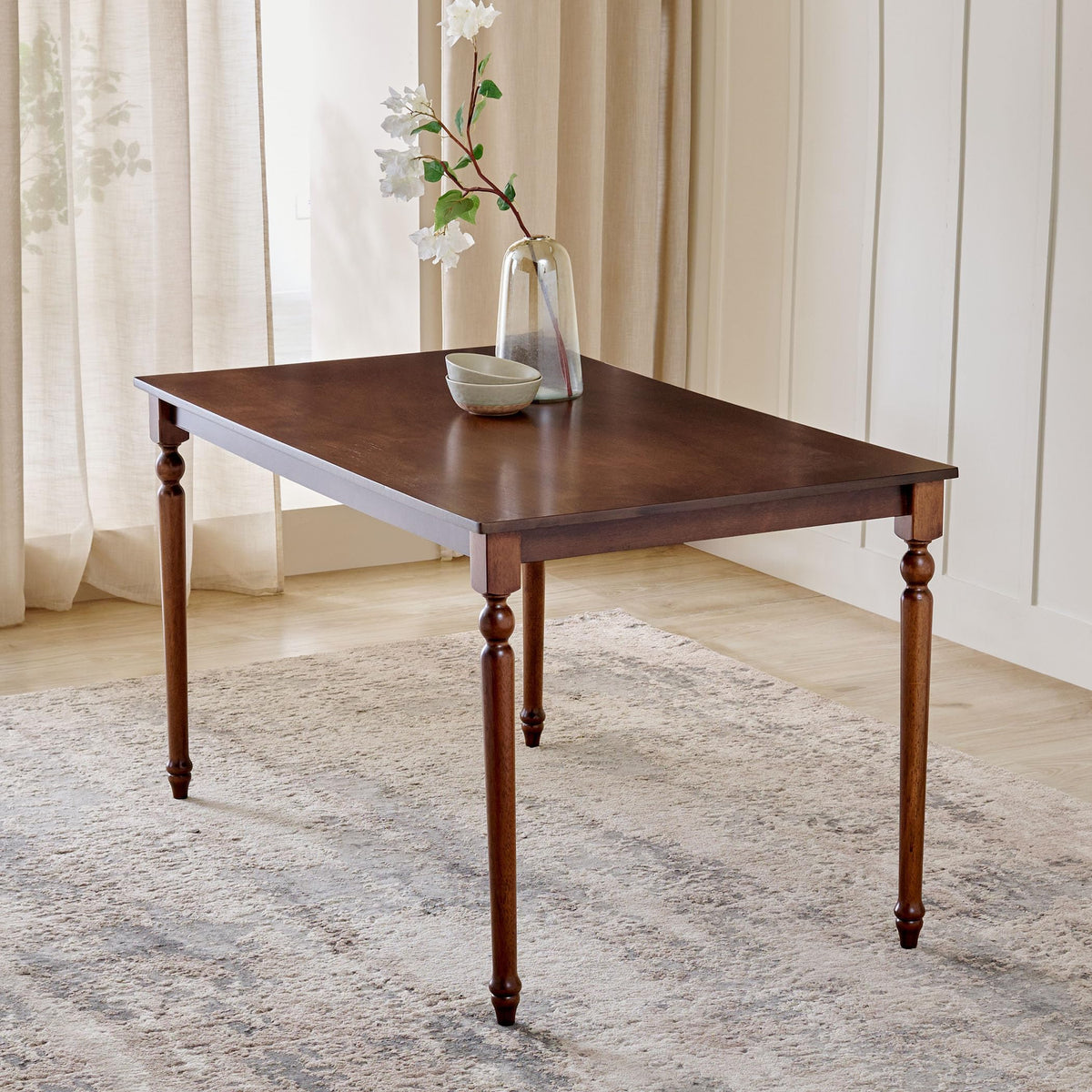 Home Centre | Helios Franklin 6Seater Dining Table | Solid Wood, For Dining Room | Walnut | 1 Year Warranty