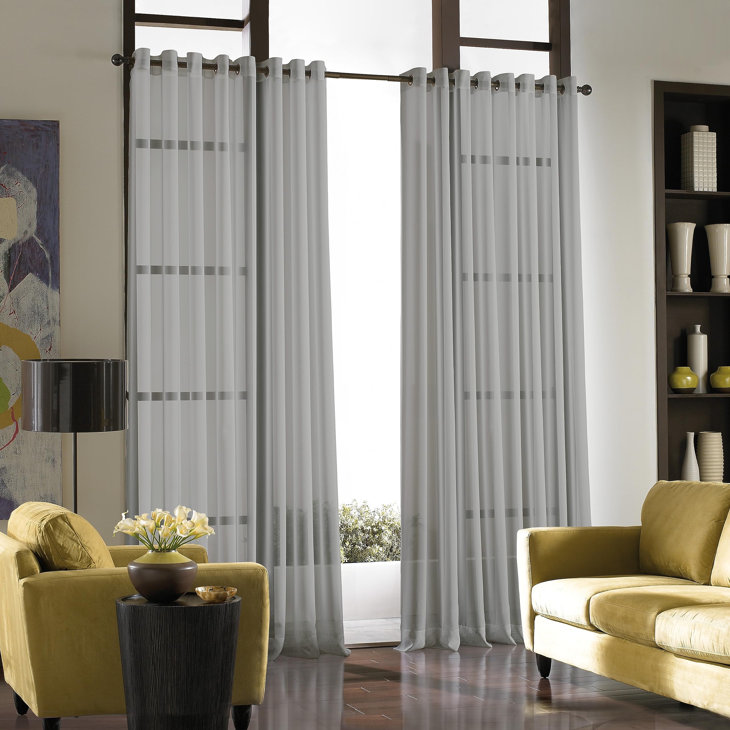 Curtainworks Soho Voile Sheer Grommet Curtain Panel, 59 by 120, Silver