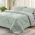 Bedsure Sage Green Queen Comforter Set - 7 Pieces Reversible Bed Set Sage Green Bed In A Bag Queen With Comforters, Sheets, Pill