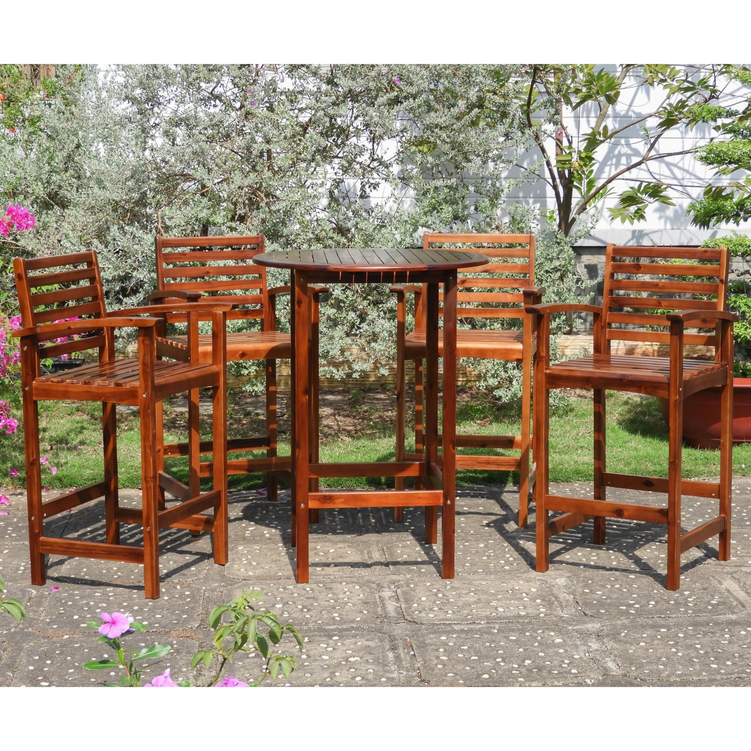 International Caravan Highland 5-Piece Acacia Bar-Height Dining Set