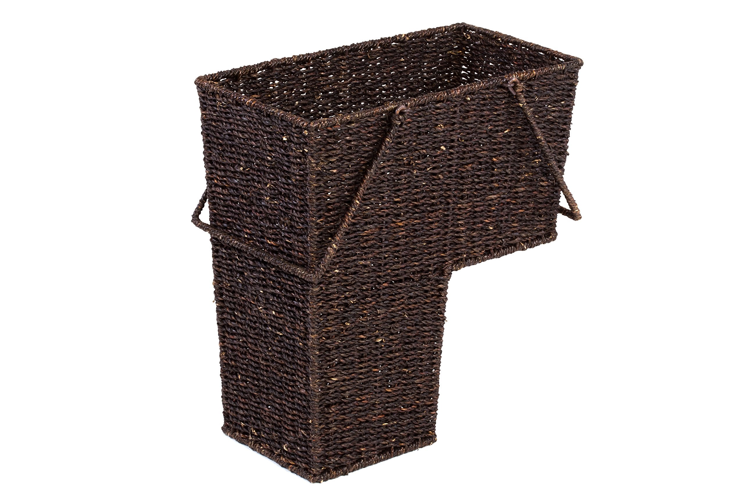 Trademark Innovations 15 Wicker Storage Stair Basket With Handles (Brown)