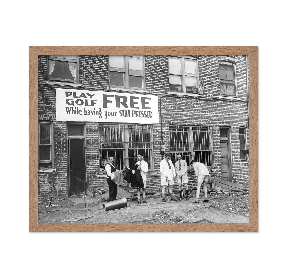 Poster Master Vintage Photograph Poster - Retro Funny Print - Gift for Artist, Friend - Play Golf Free, While Having Your Suit P