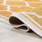 Jonathan Y Smb109F-9 Trebol Moroccan Trellis Textured Weave Indoor Outdoor Area Rug, Bohemian Coastal Contemporary Easy Cleaning,Bedroom,Kitchen,Backyard,Patio,Non Shedding, 9 X 12, Yellow/Cream