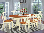East West Furniture PLKE7-WHI-W 7 Piece Modern Dining Table Set Consist of an Oval Wooden Table with Butterfly Leaf and 6 Dining Chairs, 42x78 Inch, Buttermilk & Cherry