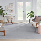 Nourison Essentials Indoor/Outdoor Silver Grey 12' X 15' Area Rug, Easy Cleaning, Non Shedding, Bed Room, Living Room, Dining Room, Backyard, Deck, Patio (12X15)