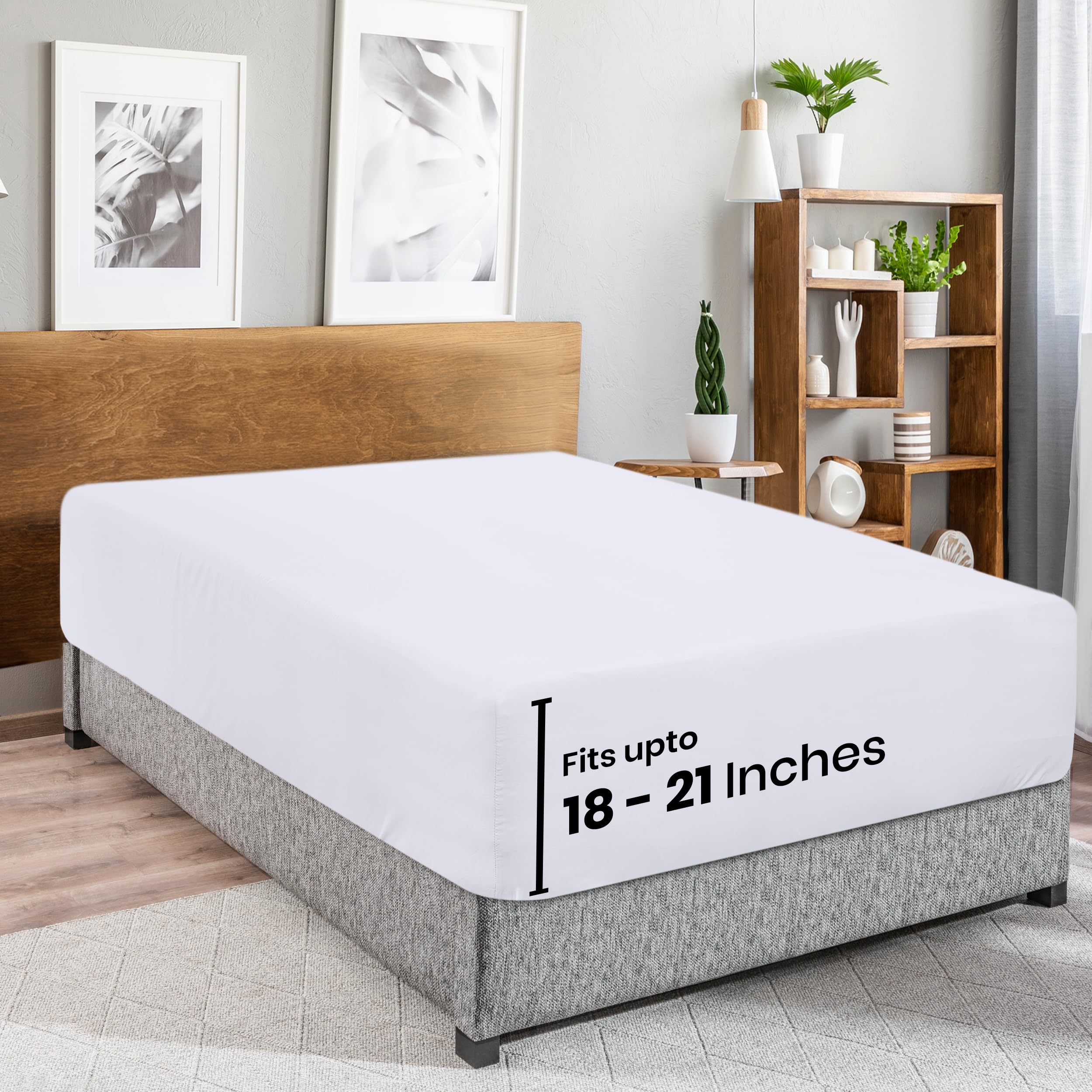 Utopia Bedding King Fitted Sheet - Extra Deep Pocket - 21 Inch Deep Pocket - Soft Microfiber -Shrinkage And Fade Resistant-Easy