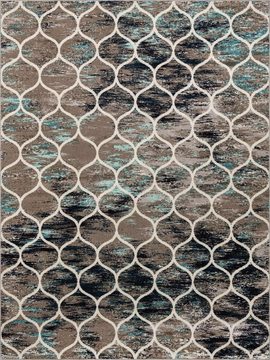 Unique Loom Trellis Frieze Collection Area Rug - Rounded (10' x 13', Blue Multi/ Ivory)
