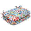 Pillow Perfect Paisley Indoor/Outdoor Round Corner Chair Seat Cushion With Ties, Plush Fiber Fill, Weather, And Fade Resistant,