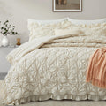 Bedazzled King Size Comforter Sets, Beige Bedding Comforter Set, 3 Pieces Pinch Pleat Bedding Sets With Comforter And Pillowcase
