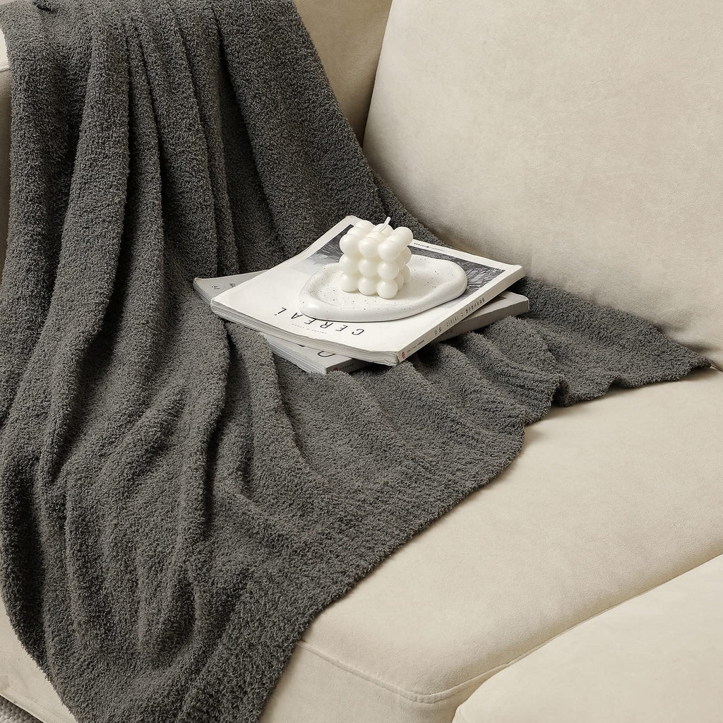 Bearberry Super Soft Fluffy Throw Blanket Lightweight Cozy Warm Bed Blankets For Couch Bed Sofa All Season (Dark Grey, 60   X80