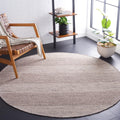 SAFAVIEH Montauk Collection Area Rug - 8 Round, Ivory & Steel Grey, Handmade Flat Weave Boho Farmhouse Cotton Tassel Fringe, Id