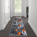 Flash Furniture Jubilee Collection Contemporary Area Rug - High Pile Orange Olefin Rug - 2' X 7' Area Rug - Jute Backing - Hallway, Entryway, Bedroom, Living Room