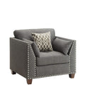 HomeRoots Linen, Eucalyptus, Plywoo 34 X 31 X 35 Light Charcoal Linen Chair