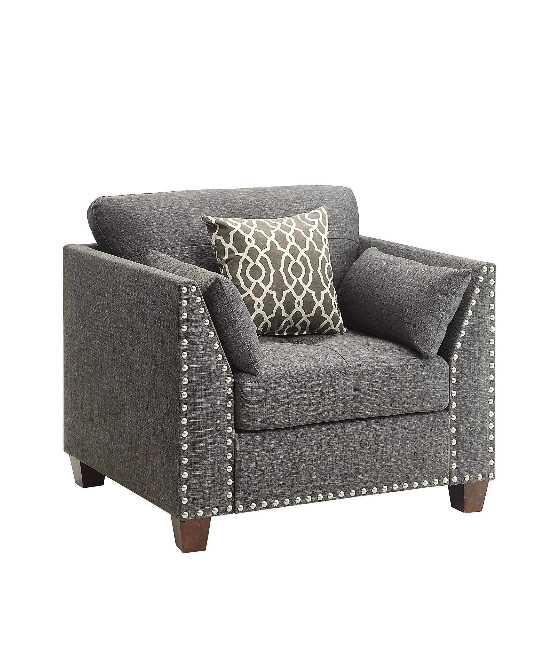 HomeRoots Linen, Eucalyptus, Plywoo 34 X 31 X 35 Light Charcoal Linen Chair
