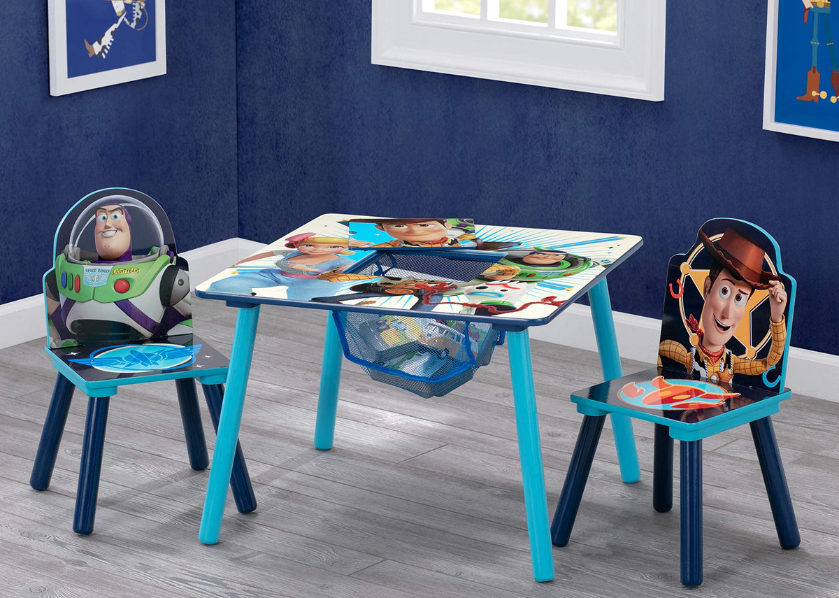Delta Children Kids Table And Chair Set With Storage (2 Chairs Included) - Ideal For Arts & Crafts, Snack Time, Homeschooling, Homework & More, Disney/Pixar Toy Story 4