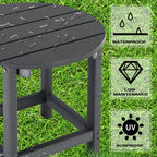 LZRS Adirondack Patio Side Table, Round End Table, HDPE, Grey, ADT-O-GR