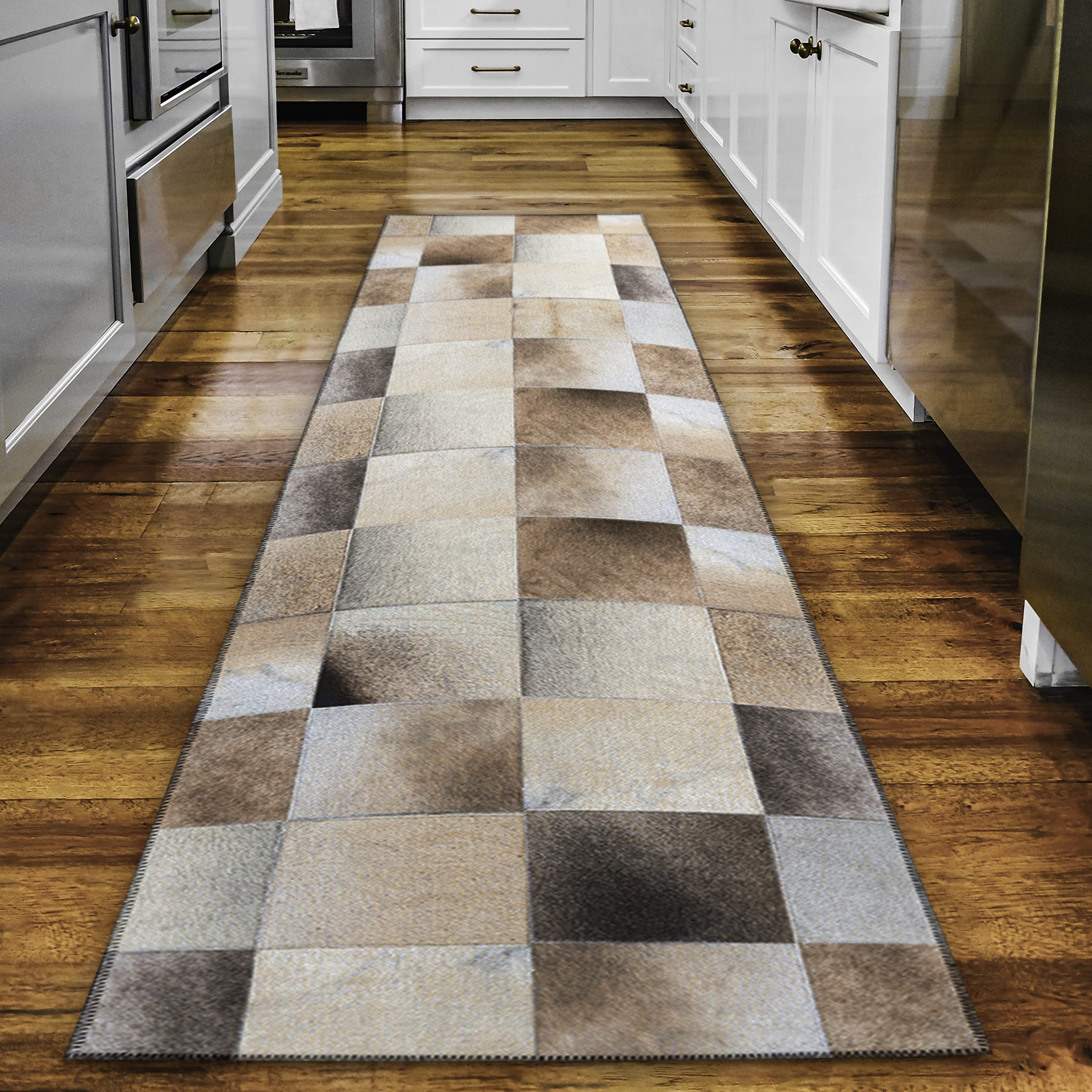 Dalyn Rugs Durango Patchwork Faux Cowhide Ss10 Khaki 2'3" X 7'6" Rug