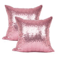 Your Smile Pack Of 2 New Luxury Series Pink Bling Decorative Glitzy Sequin & Comfy Satin Solid Throw Pillow Cover Cushion Case F