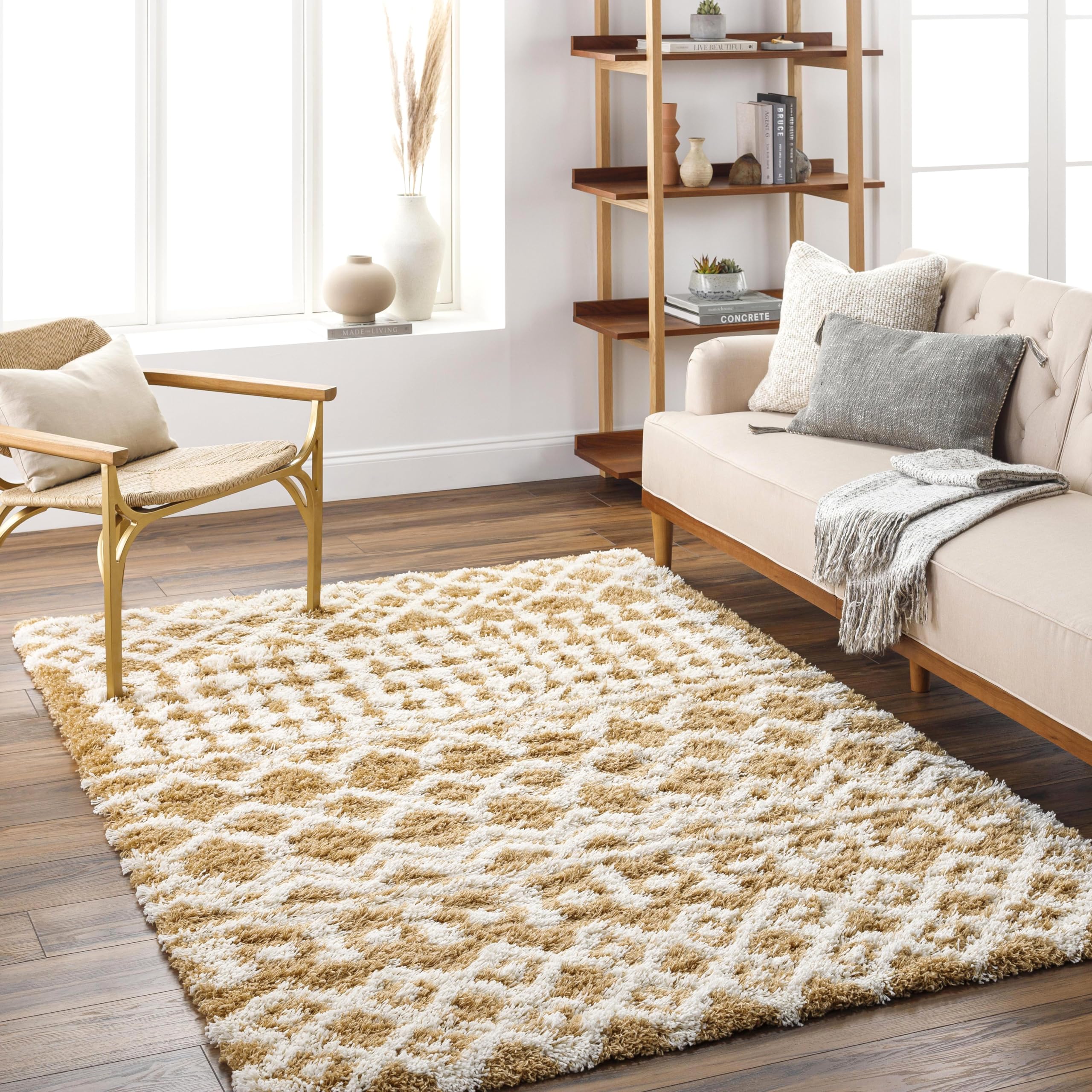 Livabliss Hapsburg Moroccan Shag Area Rug,53 x 73,Camel