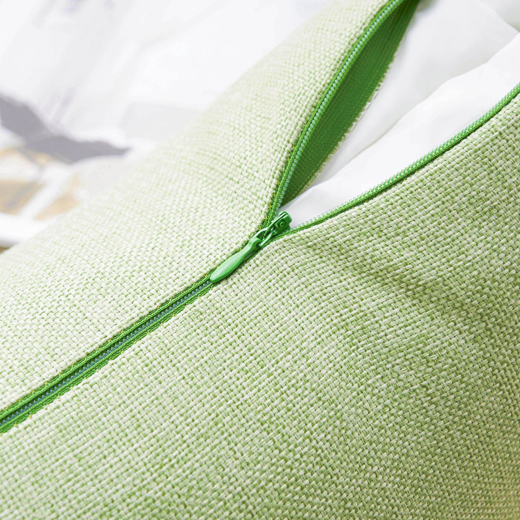 Home Brilliant 2 Pack Lined Linen Euro Sham Decorative Sage Throw Pillow Covers For Living Room, 22 Inch, 55Cm, Grass Green
