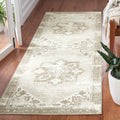SAFAVIEH Washable Rug Tucson Collection - 26 x 12 Runner, Sage & Ivory, Slip Resistant, Ideal for High Traffic Areas in Livin