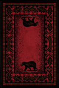 Rug Empire Rustic Lodge Cabin Bear Walk Area Rug, 23x33, Claret