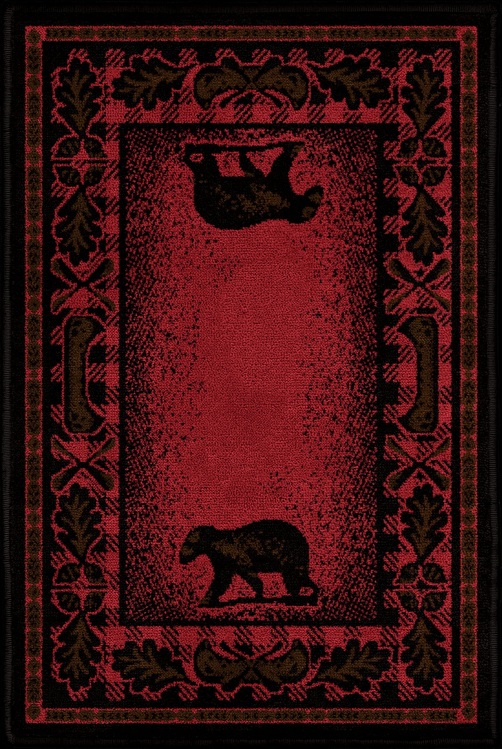 Rug Empire Rustic Lodge Cabin Bear Walk Area Rug, 23x33, Claret